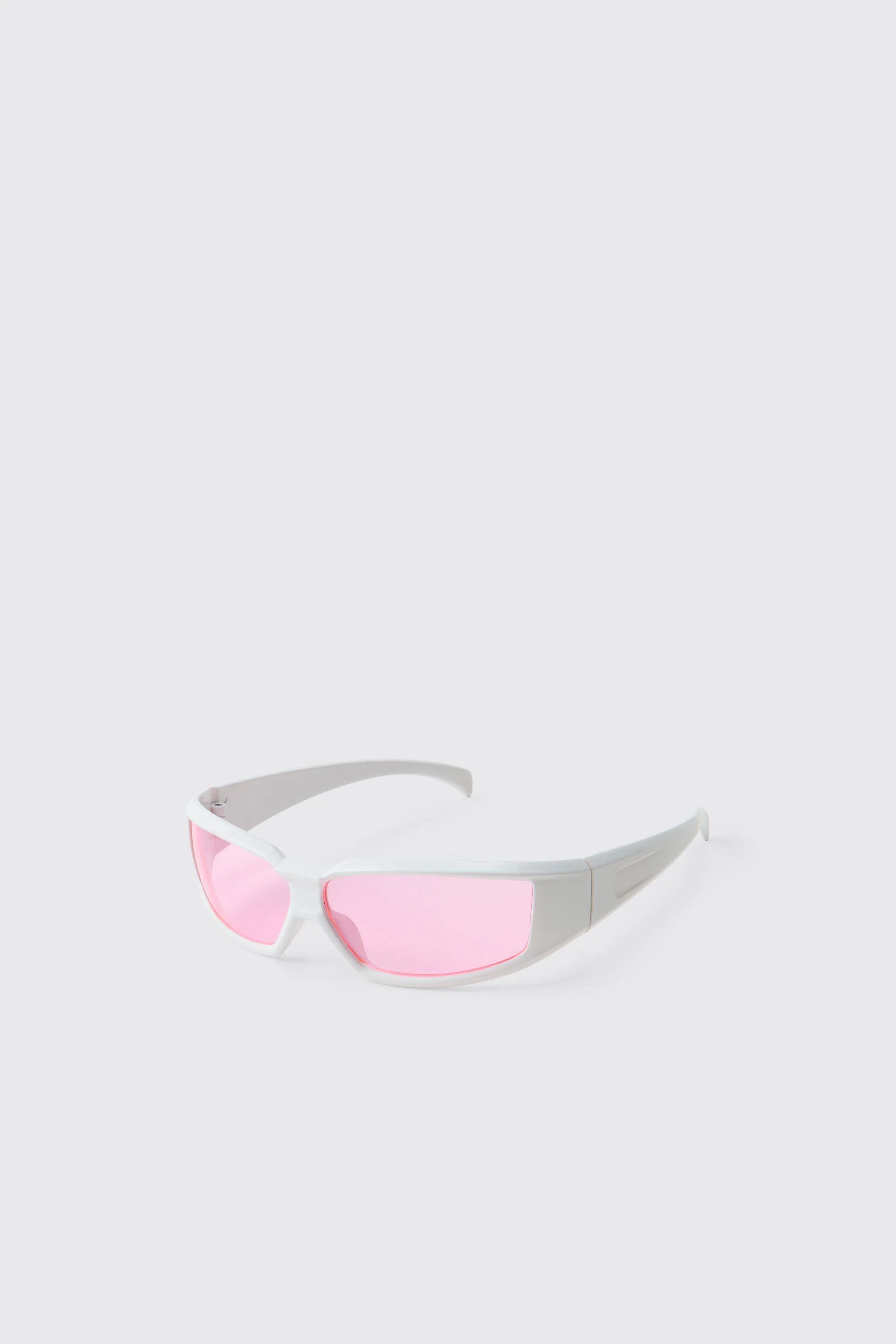 White Sports Plastic Tinted Sunglasses by BOOHOOMAN