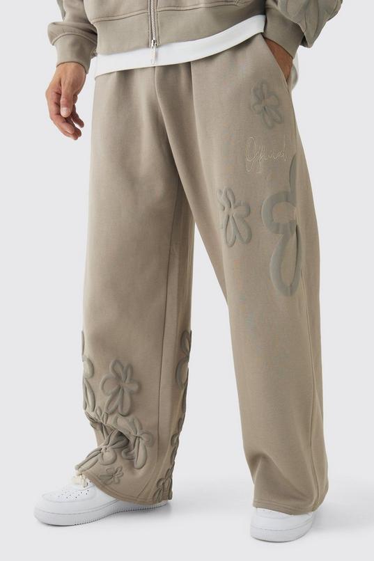Wide Fit Floral Puff Print Jogger by BOOHOOMAN