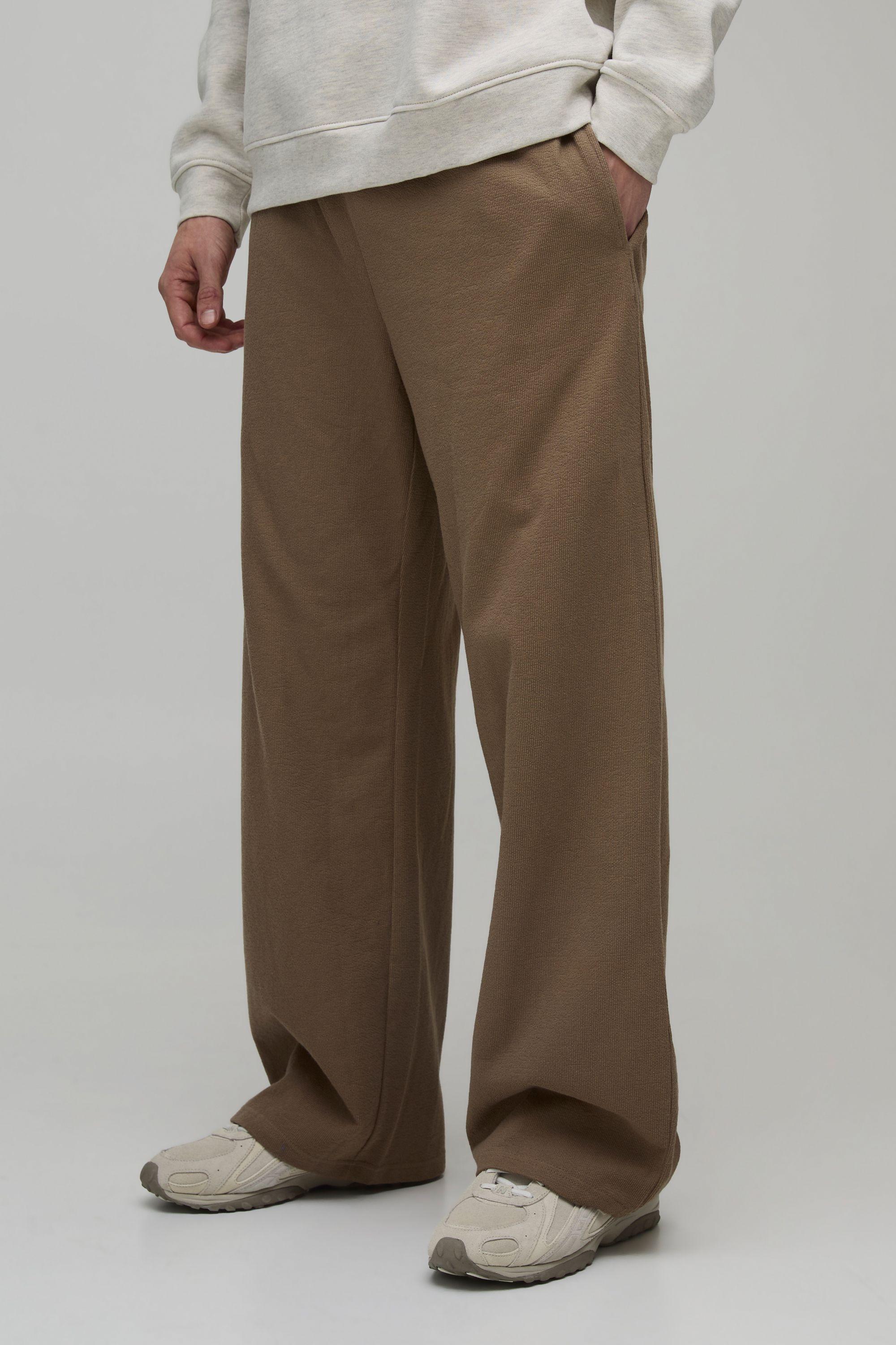 Wide Fit Textured Elasticated Waist Jogger by BOOHOOMAN