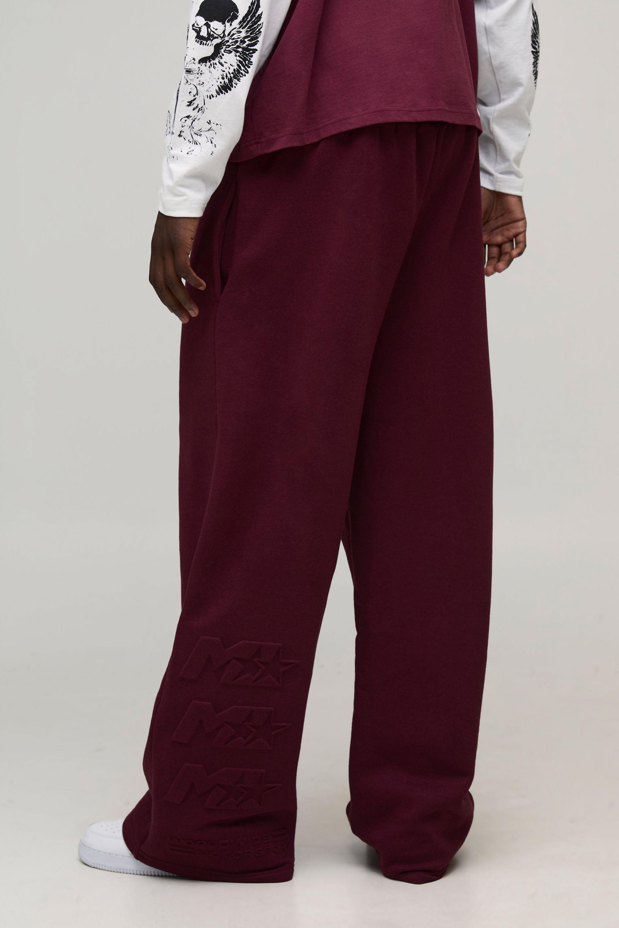 Wide Leg Deboss Motorsport Jogger by BOOHOOMAN