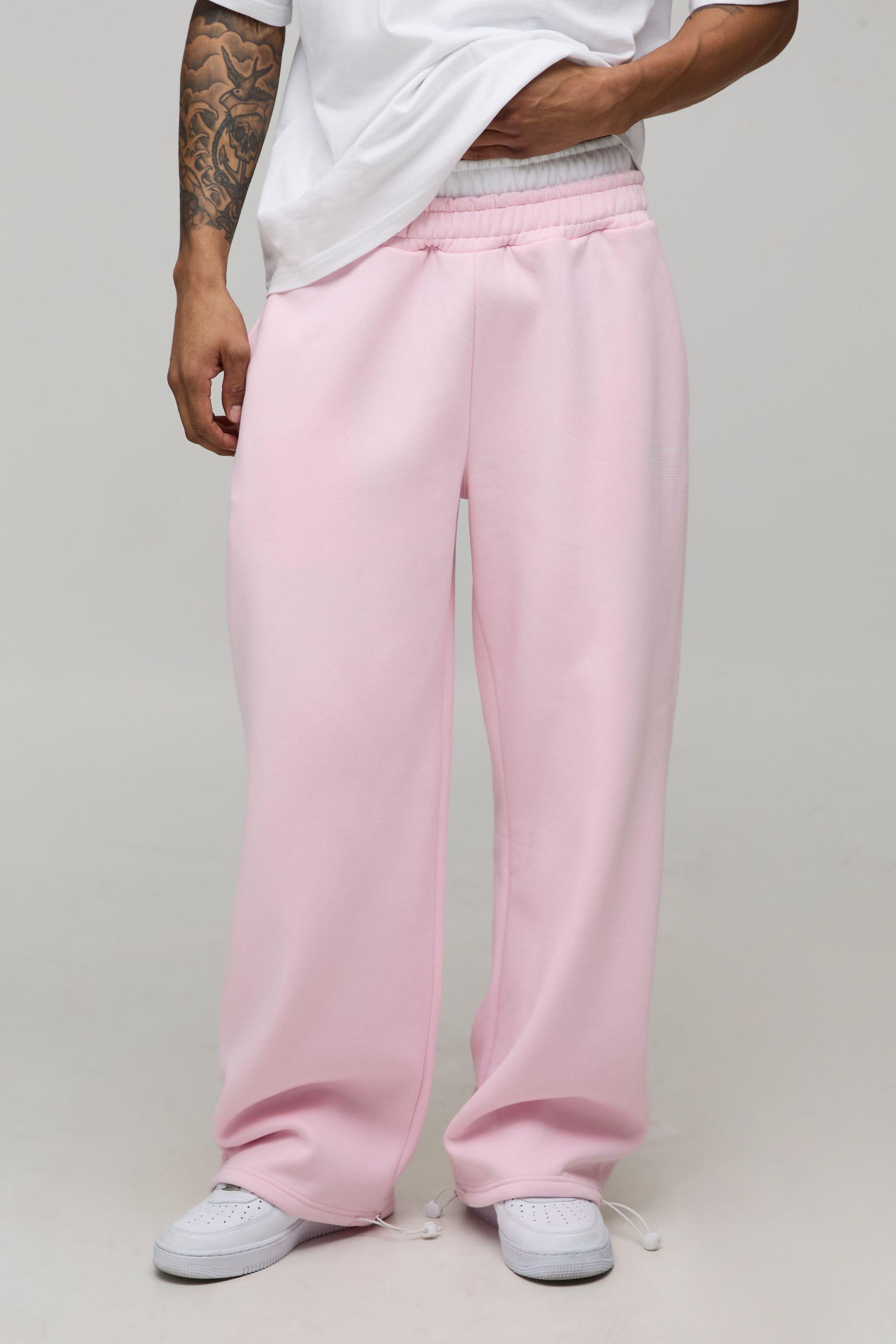 Wide Leg Tie Cuff Double Waistband Joggers by BOOHOOMAN