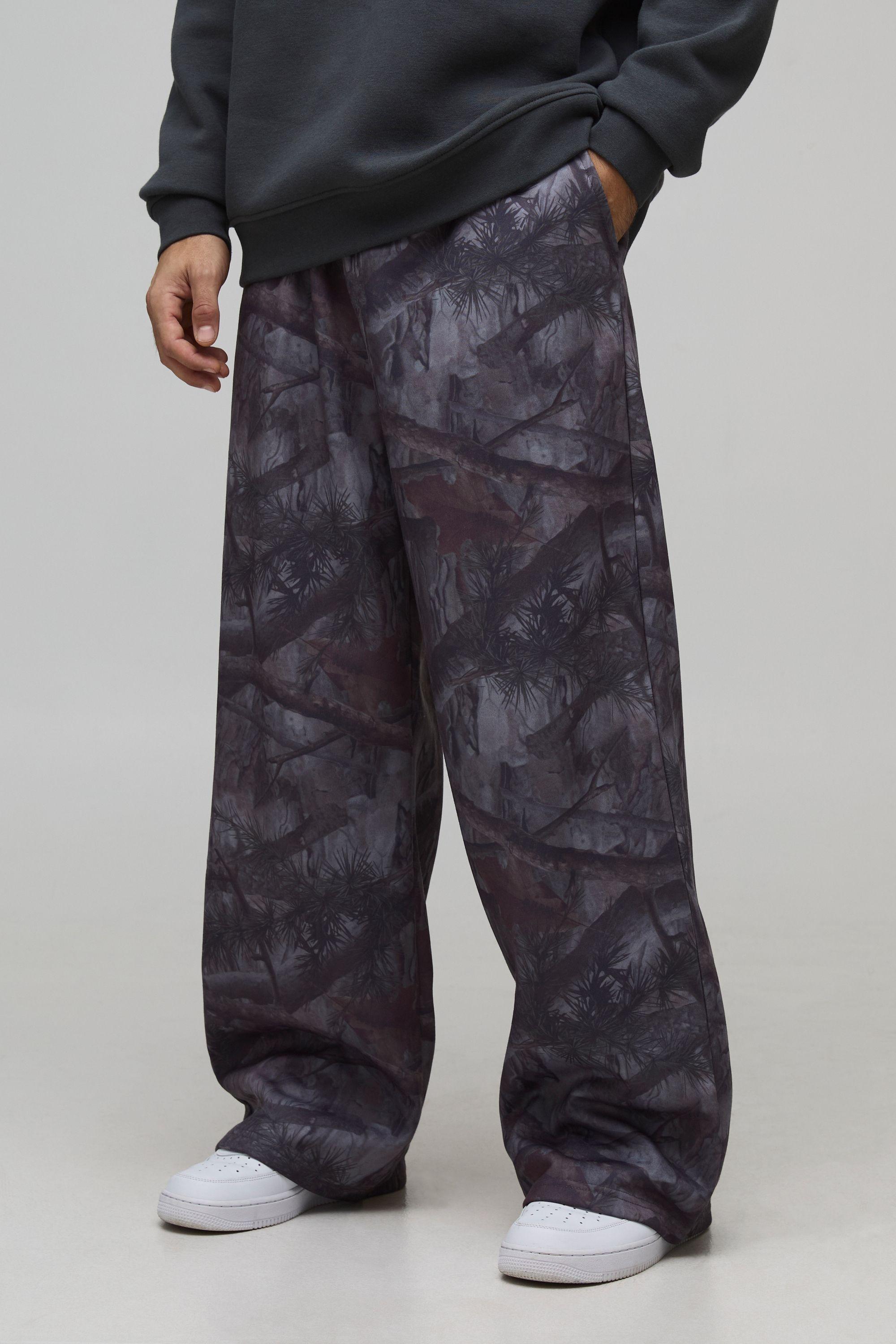 Wide Leg Washed Camo Jogger by BOOHOOMAN