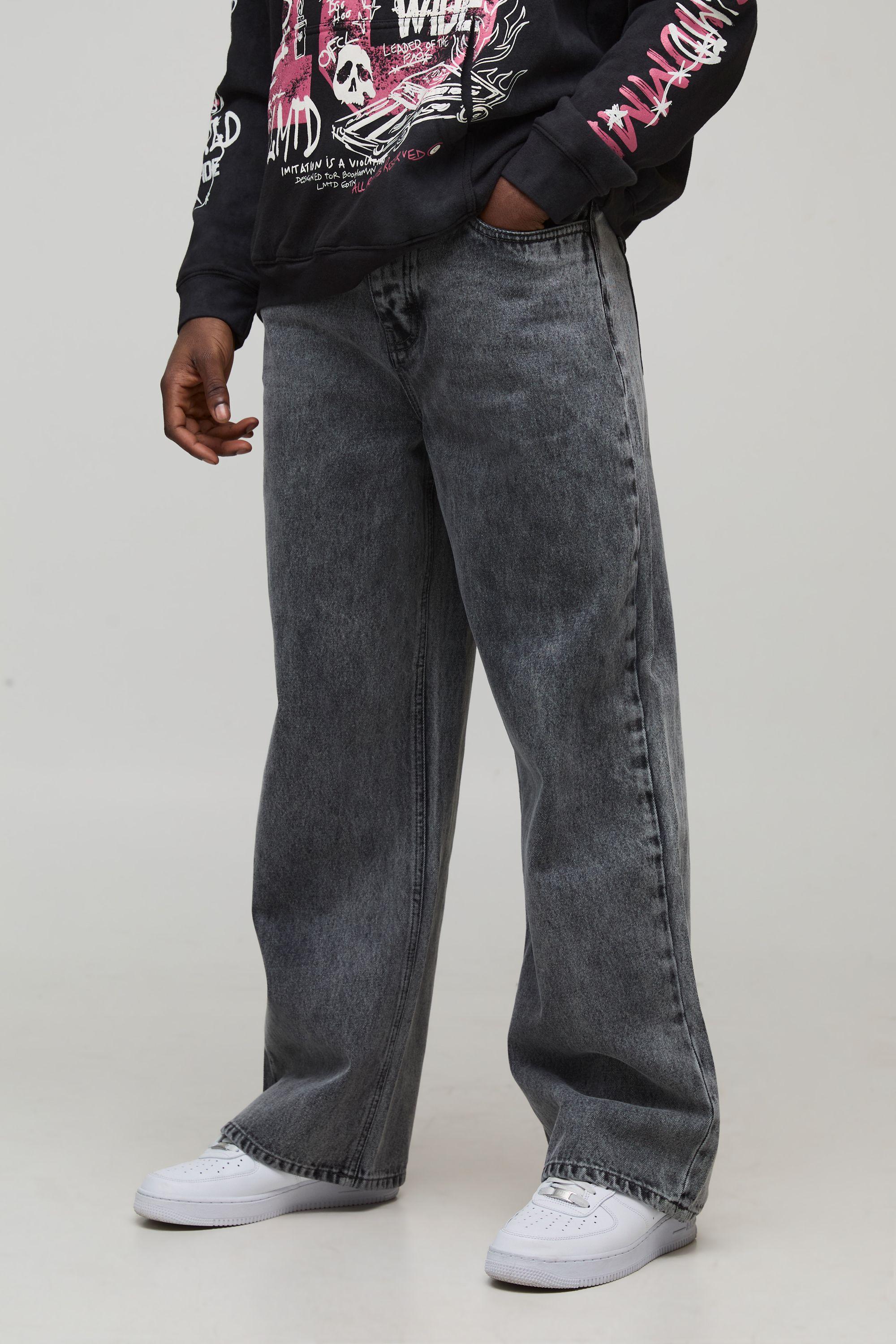 Wide Leg Washed Jeans by BOOHOOMAN