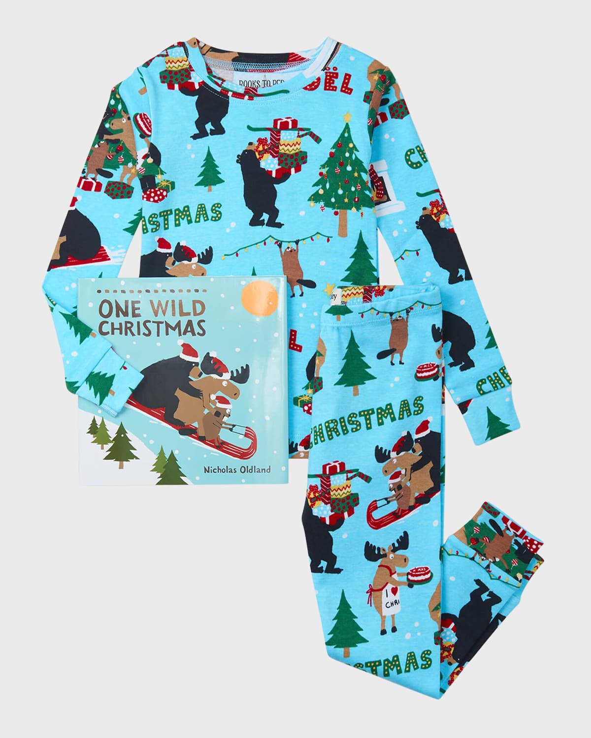 Boy's One Wild Christmas Printed Pajamas & Book Set, Size 2-8 by BOOKS TO BED