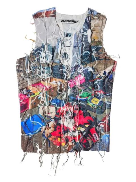 textured crew neck tank top by BORBALA