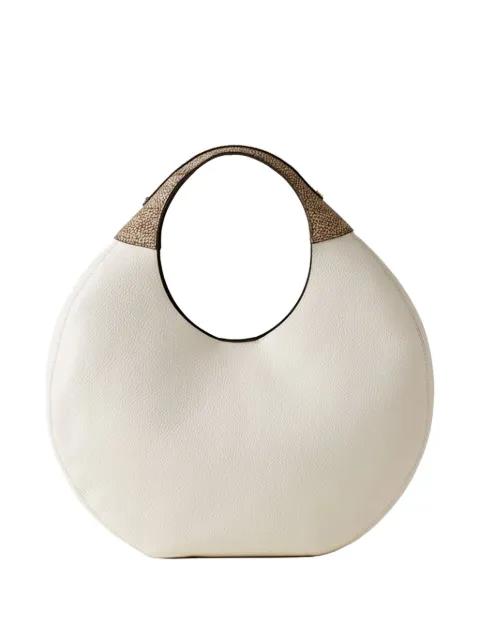 large Full Moon pebbled leather tote bag by BORBONESE