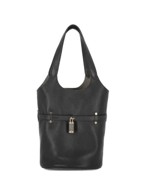 small Premiere padlock-detail pebbled-leather shoulder bag by BORBONESE