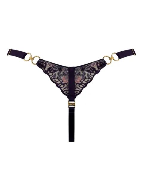 Amela floral-lace strap thong by BORDELLE