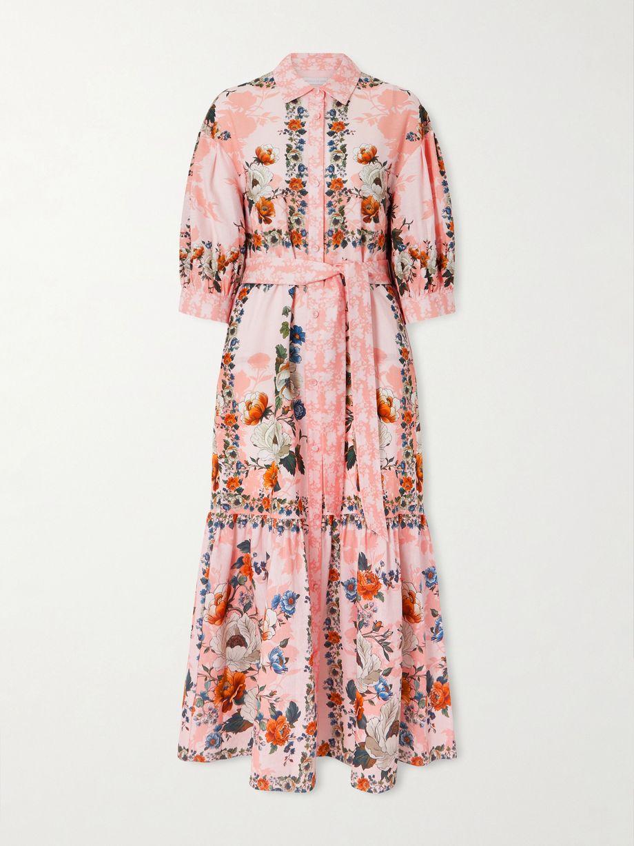 Bianca belted printed linen and cotton-blend midi dress by BORGO DE NOR Bianca belted printed linen and cotton-blend midi dress by BORGO DE NOR