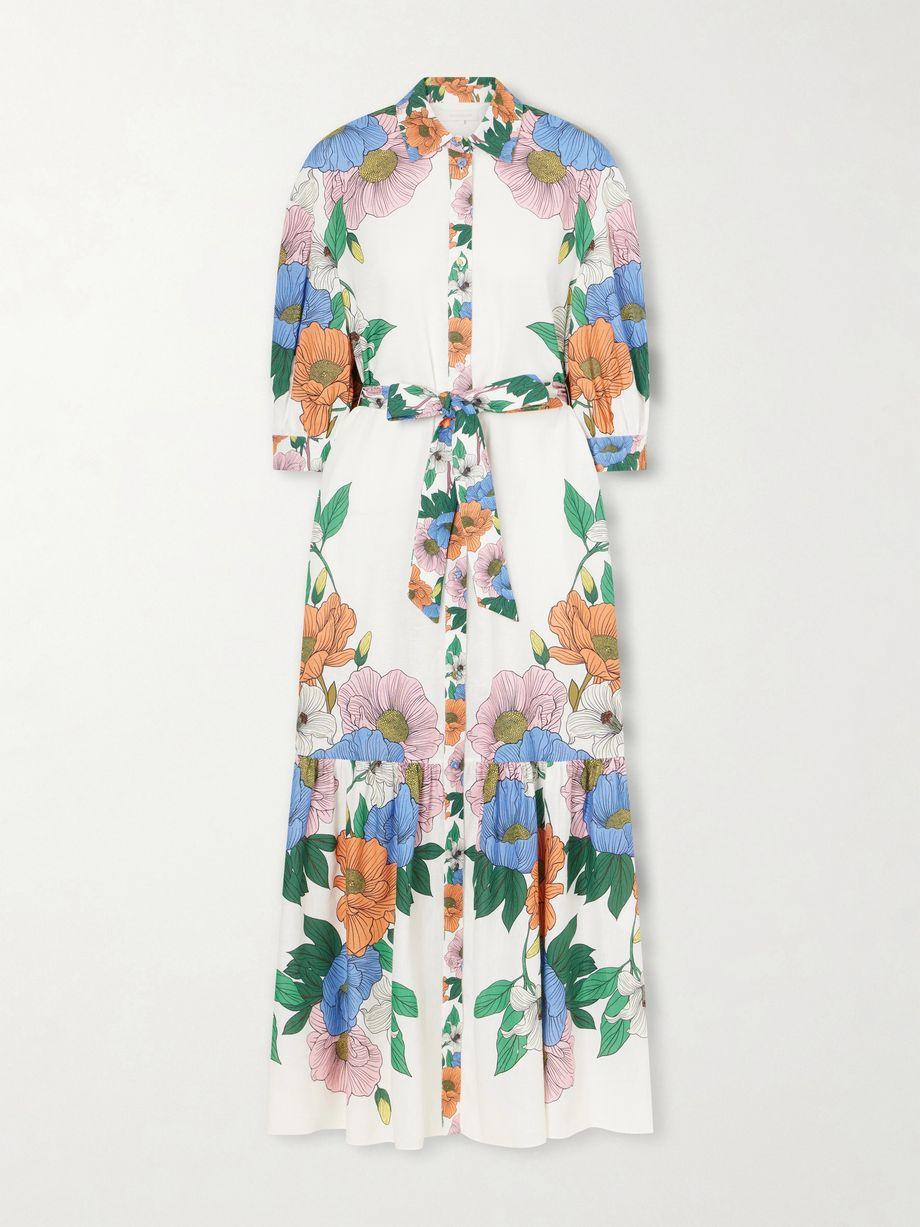Bianca linen-blend  floral midi dress by BORGO DE NOR