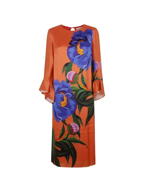Celeste floral-print ruffled-sleeve midi dress by BORGO DE NOR