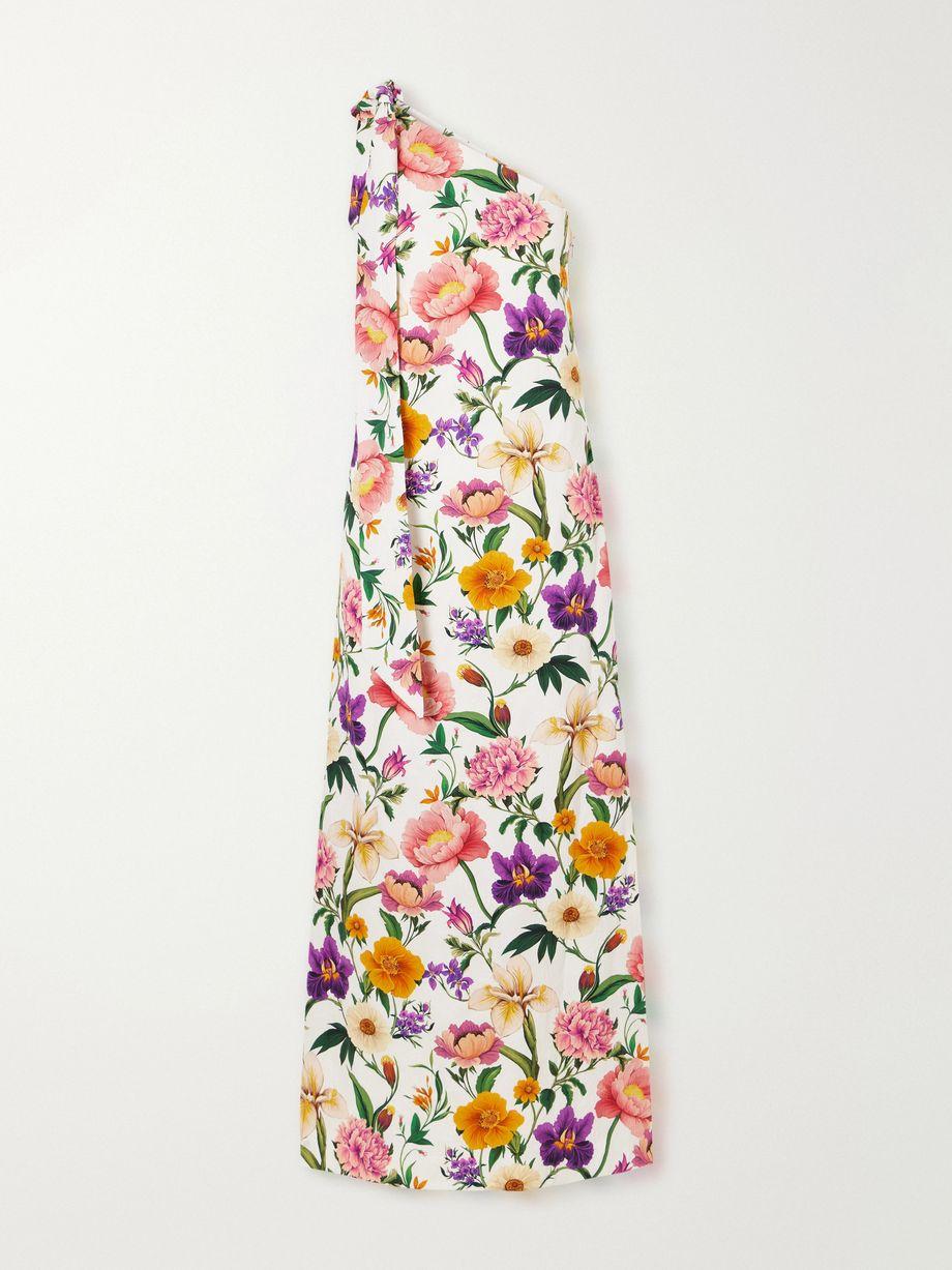 Lani one-shoulder tie-detailed floral-print satin-crepe maxi dress by BORGO DE NOR