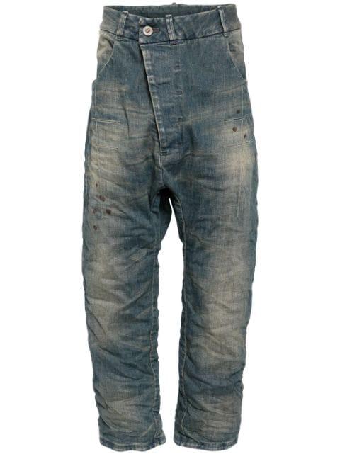 asymmetric drop-crotch jeans by BORIS BIDJAN SABERI