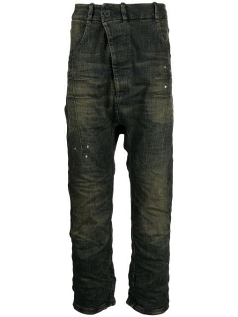 asymmetric drop-crotch jeans by BORIS BIDJAN SABERI