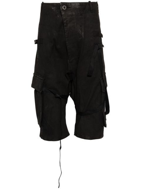 stonewashed cargo track shorts by BORIS BIDJAN SABERI