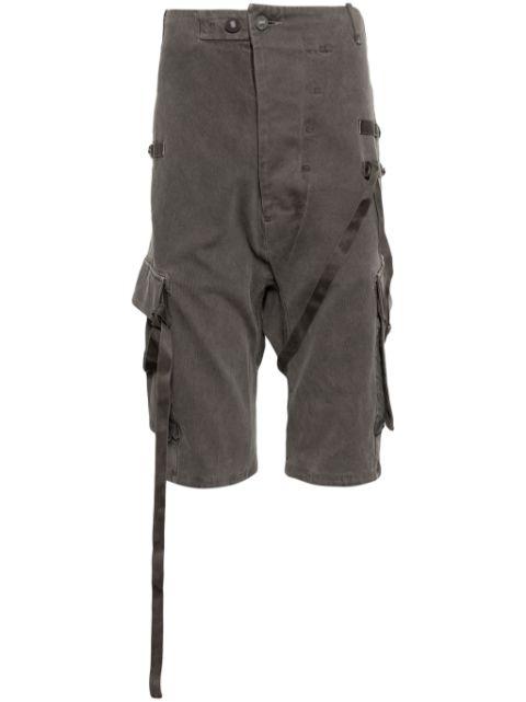 stonewashed cargo track shorts by BORIS BIDJAN SABERI