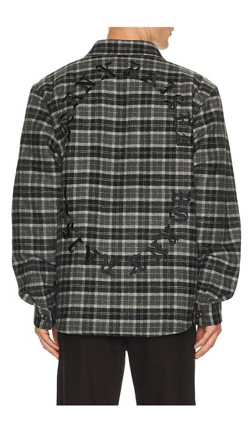 Born x Raised Embroidered Flannel Shirt Jacket in Black by BORNXRAISED