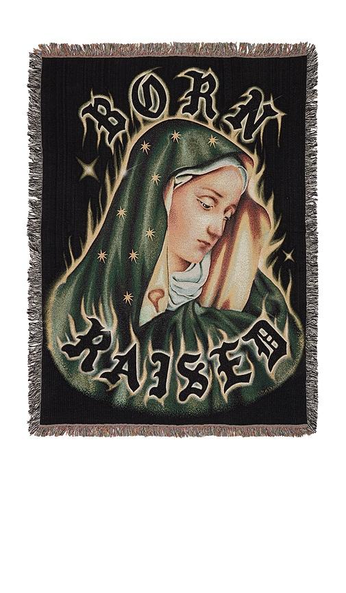 Born x Raised Guadalupe Blanket in Black by BORNXRAISED