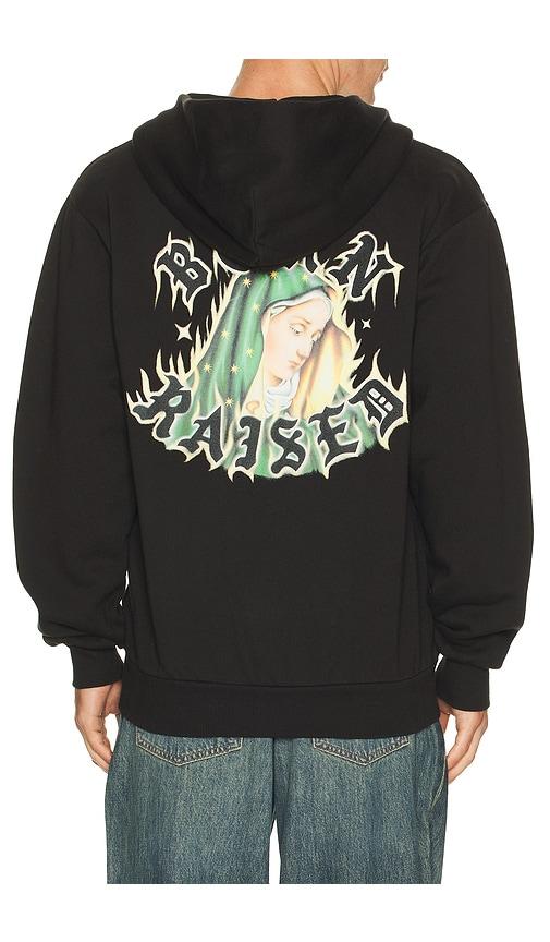 Born x Raised Guadalupe Zip-Up Hoodie in Black by BORNXRAISED
