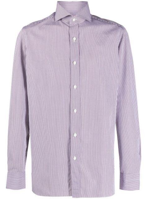 check-pattern spread-collar shirt by BORRELLI