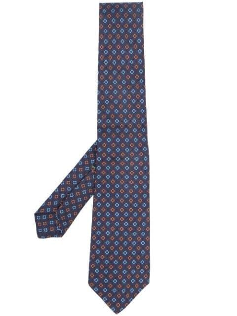 geometric-embroidery silk tie by BORRELLI