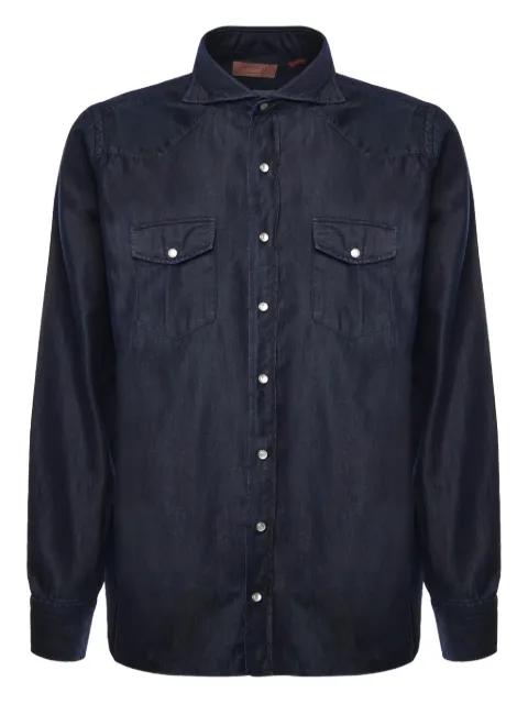 chest-pocket denim shirt by BORRIELLO NAPOLI