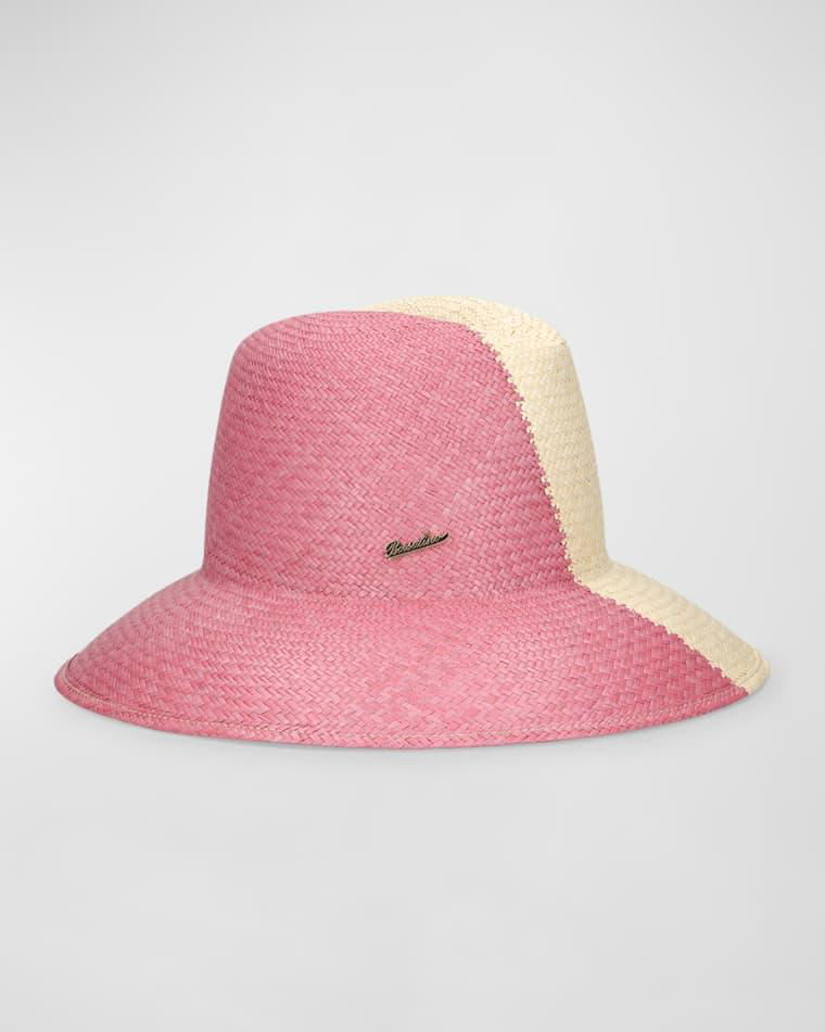Claudette Two-Tone Straw Large Brim Hat by BORSALINO