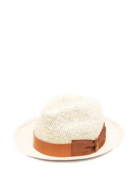 Hut leather-band straw hat by BORSALINO