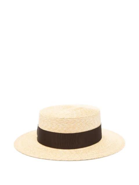 grosgrain-trim boater hat by BORSALINO
