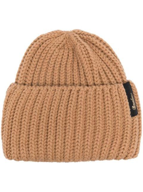 logo-patch ribbed virgin wool beanie by BORSALINO