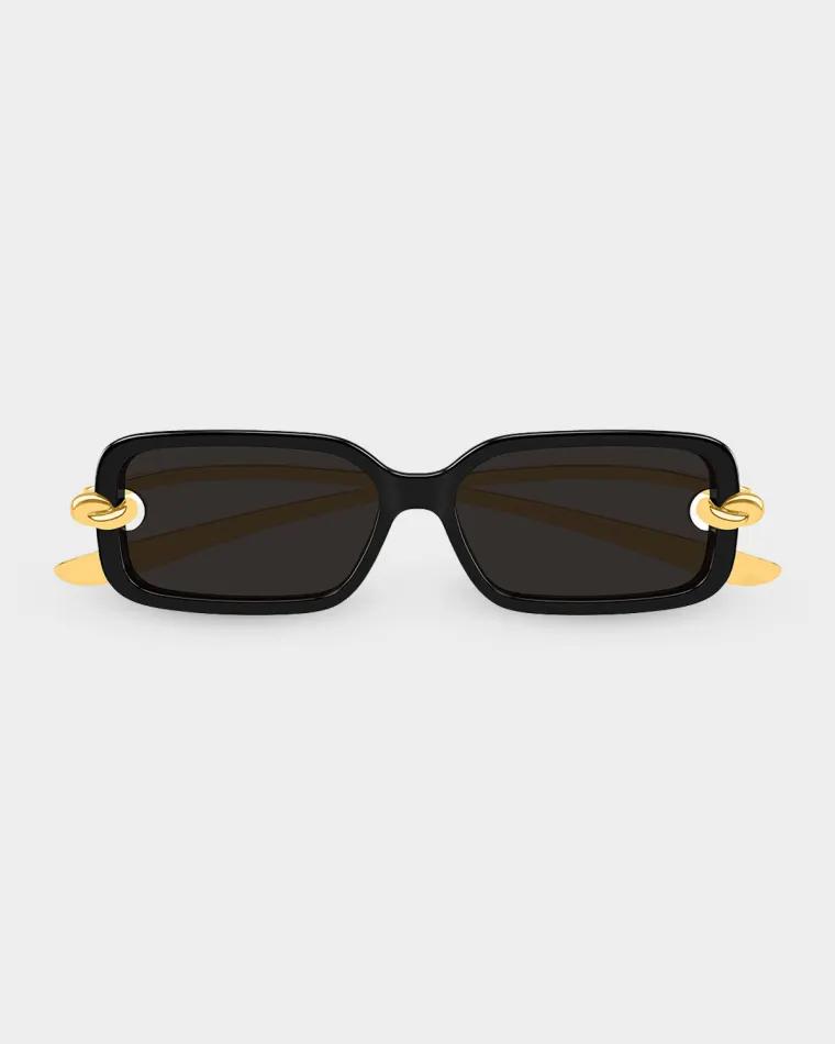 56mm Acetate & Metal Rectangular Sunglasses by BOTTEGA VENETA