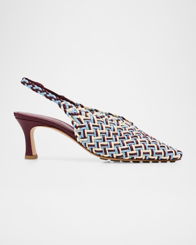 60mm Sofia Intrecciato Leather Slingback Pumps by BOTTEGA VENETA
