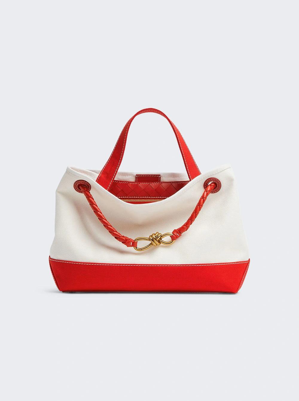 Andiamo Canvas Bag White And Red  | The Webster by BOTTEGA VENETA