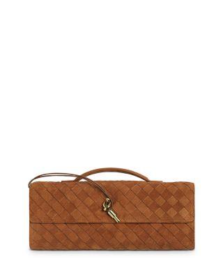Andiamo Intrecciato Suede Clutch by BOTTEGA VENETA