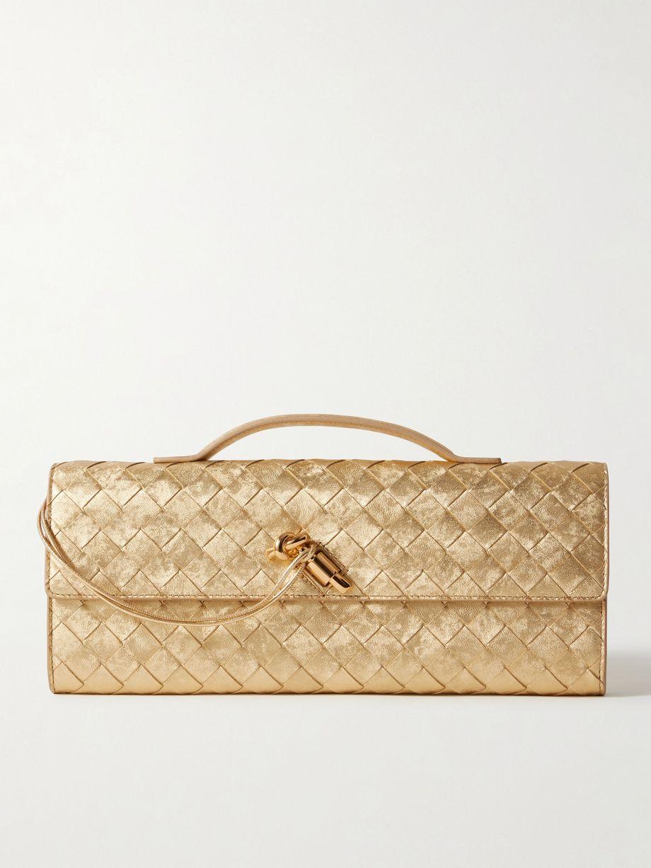 Andiamo long Intrecciato metallic leather clutch by BOTTEGA VENETA
