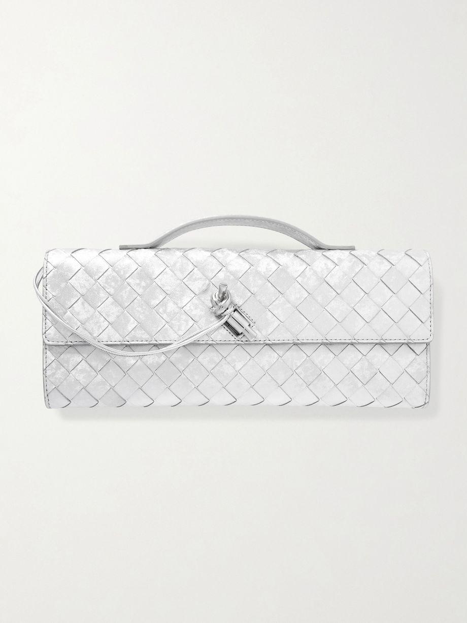 Andiamo long Intrecciato metallic leather clutch by BOTTEGA VENETA