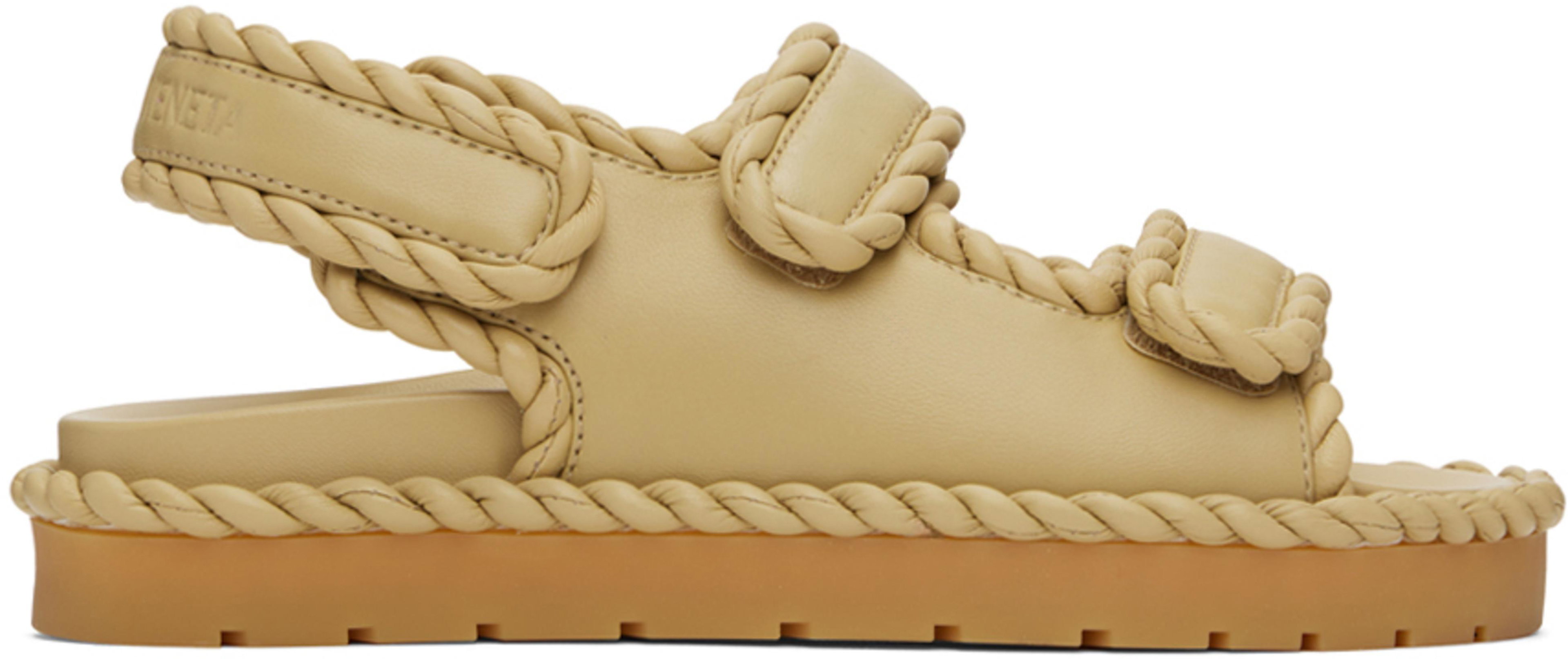 Beige Jack Flat Sandals by BOTTEGA VENETA