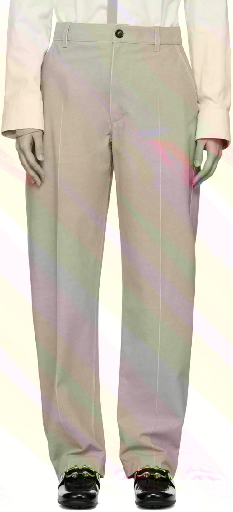 Beige Printed Leather Pants by BOTTEGA VENETA