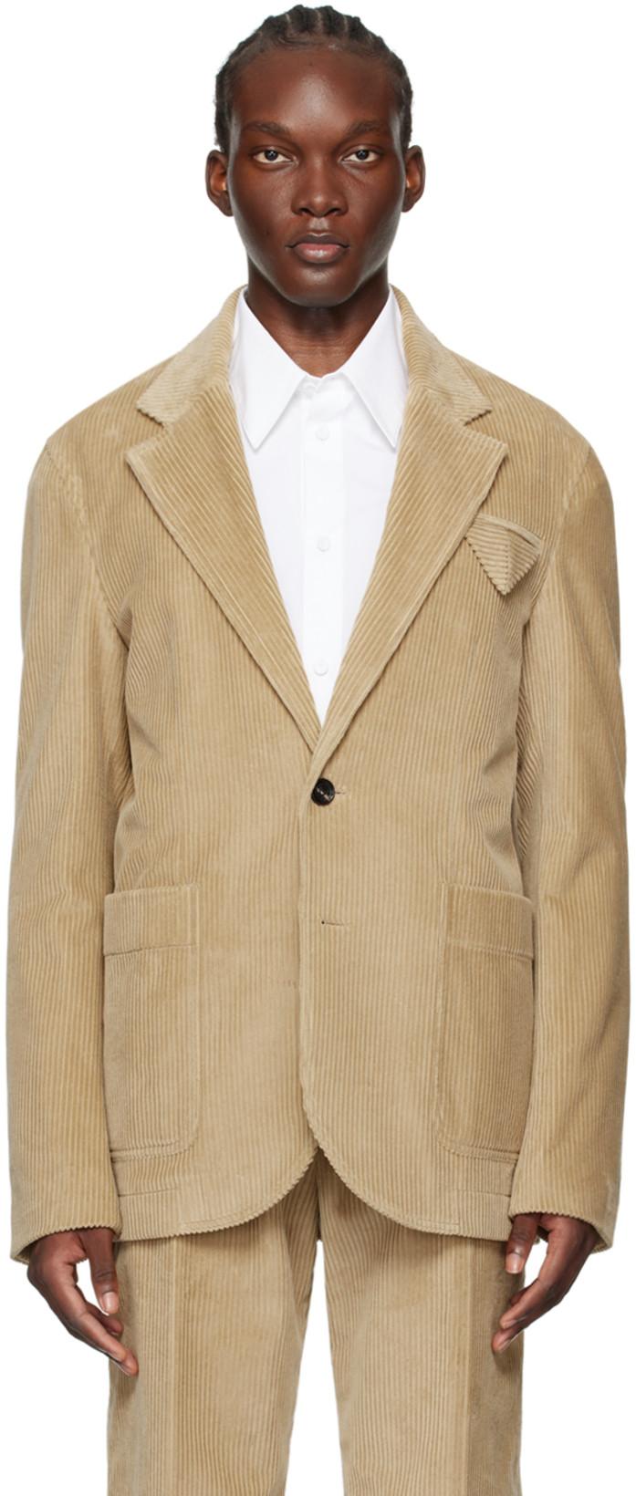Beige Single-Breasted Blazer by BOTTEGA VENETA