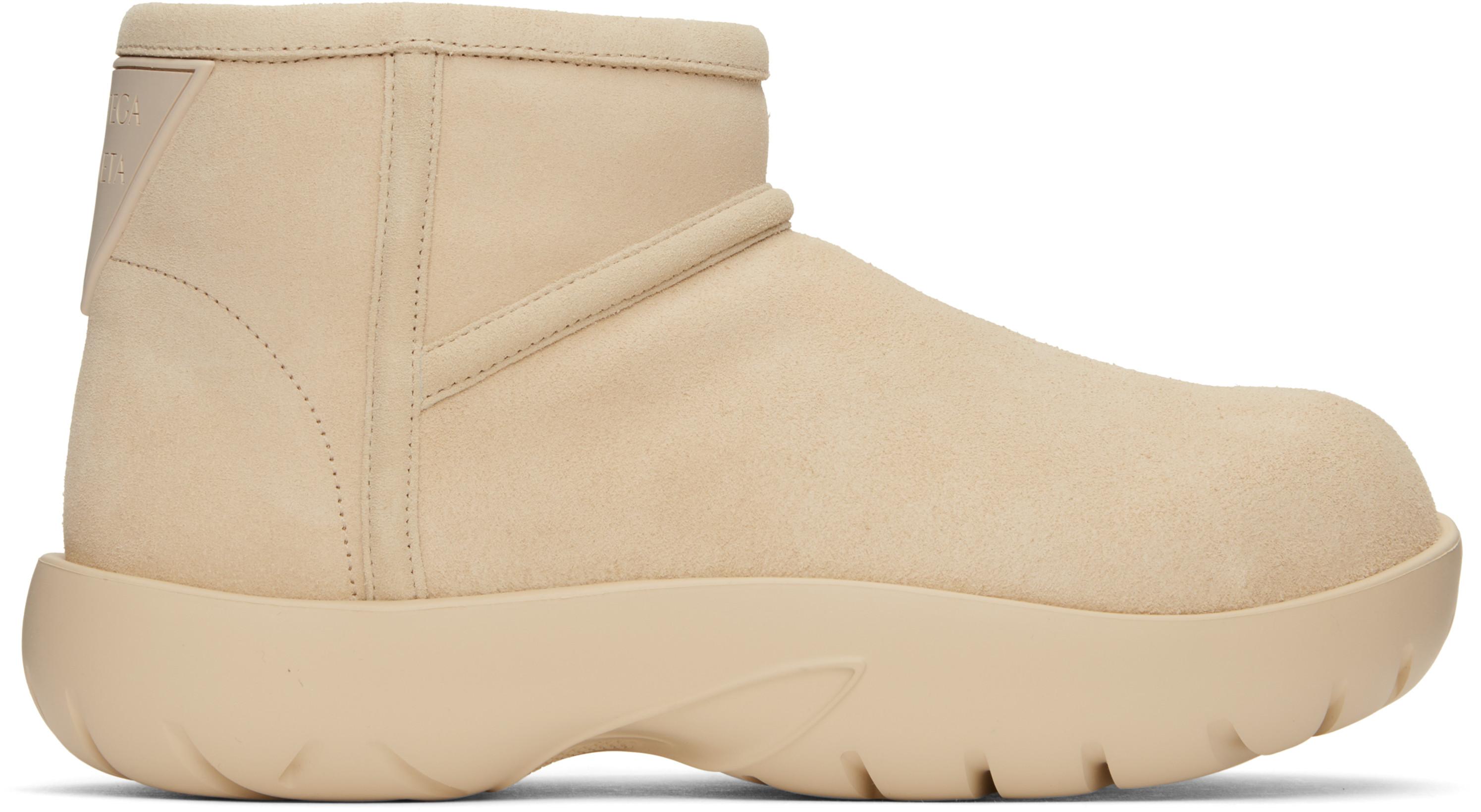 Beige Snap Ankle Boots by BOTTEGA VENETA