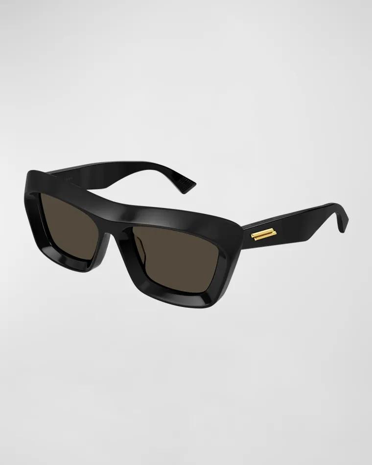 Beveled Acetate Rectangle Sunglasses by BOTTEGA VENETA