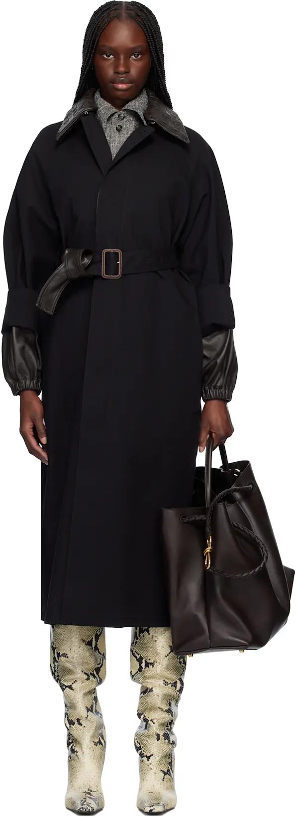 Black Cotton Trench Coat by BOTTEGA VENETA
