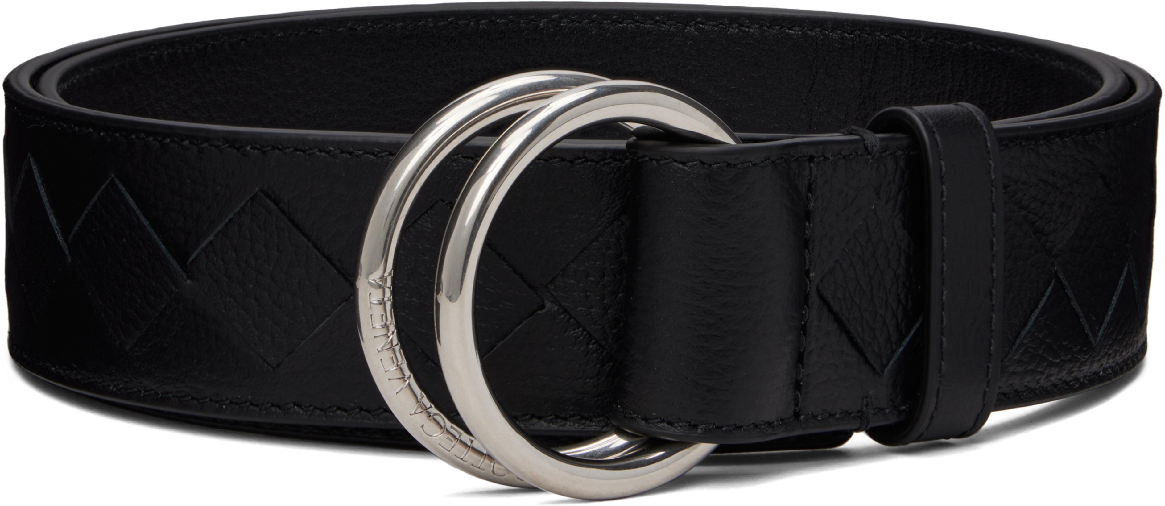 Black D-Ring Pebble Calf Belt by BOTTEGA VENETA