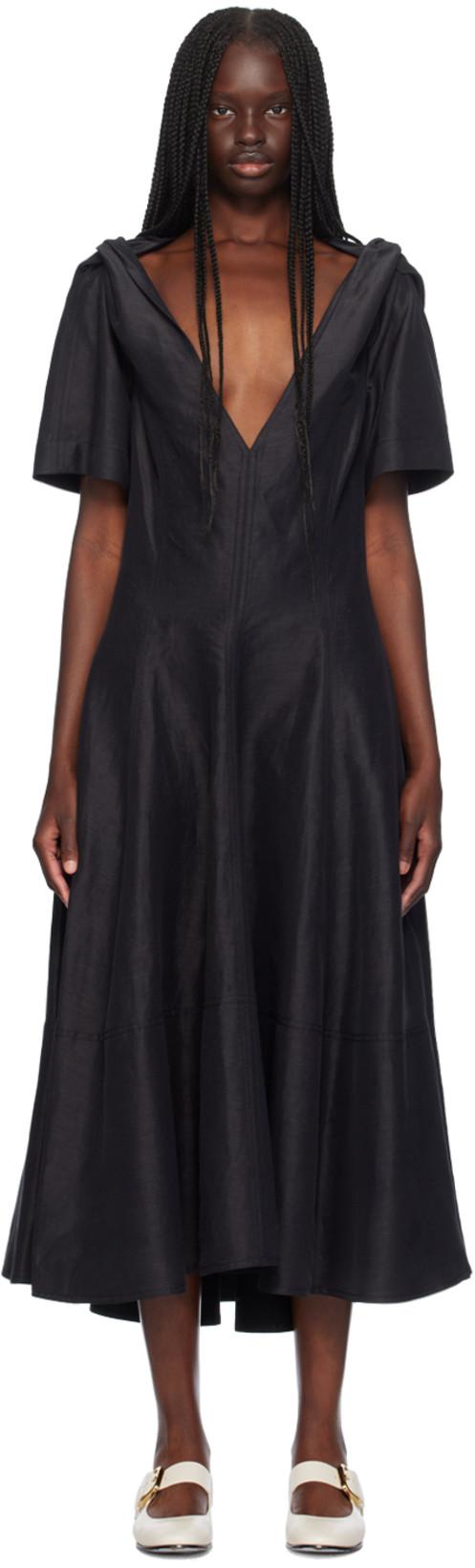 Black Fluid Midi Dress by BOTTEGA VENETA