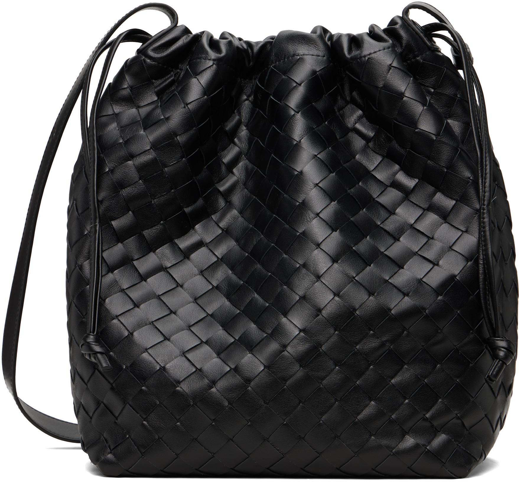 Black Intrecciato Biblioteca Bucket Tote by BOTTEGA VENETA