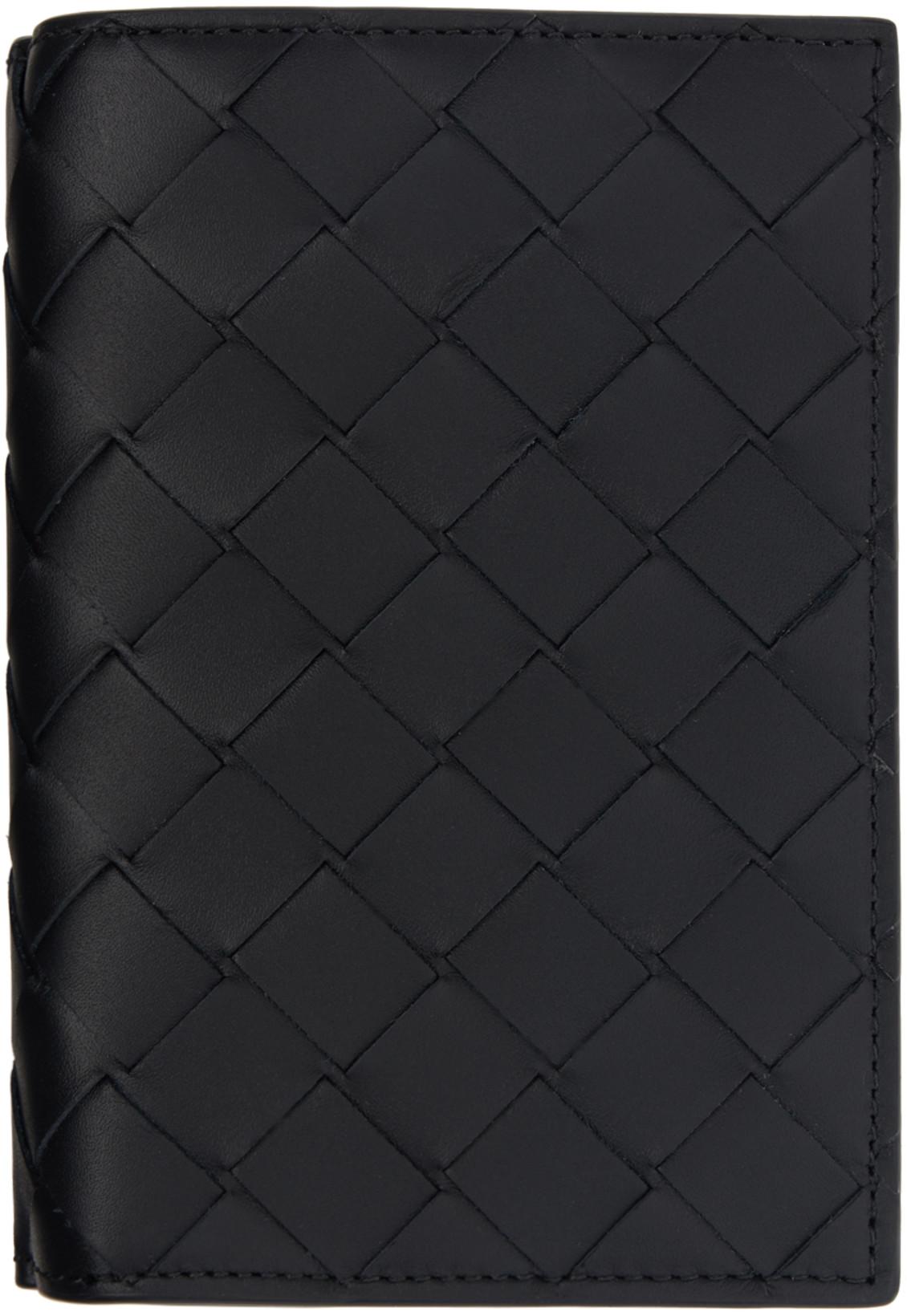 Black Intrecciato Medium Bi-Fold Wallet by BOTTEGA VENETA