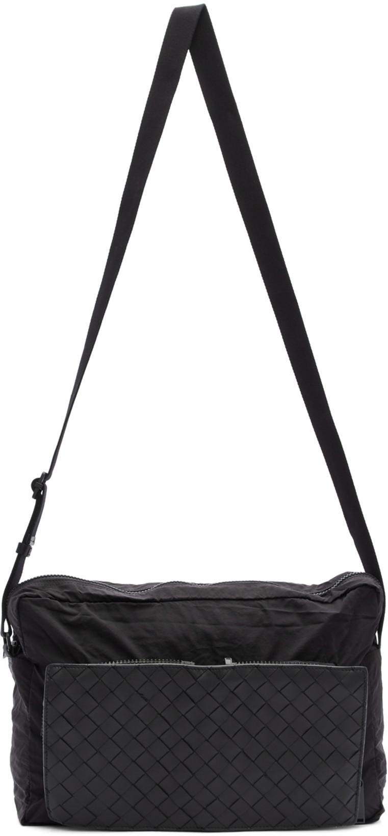 Black Intrecciato Packable Messenger Bag by BOTTEGA VENETA