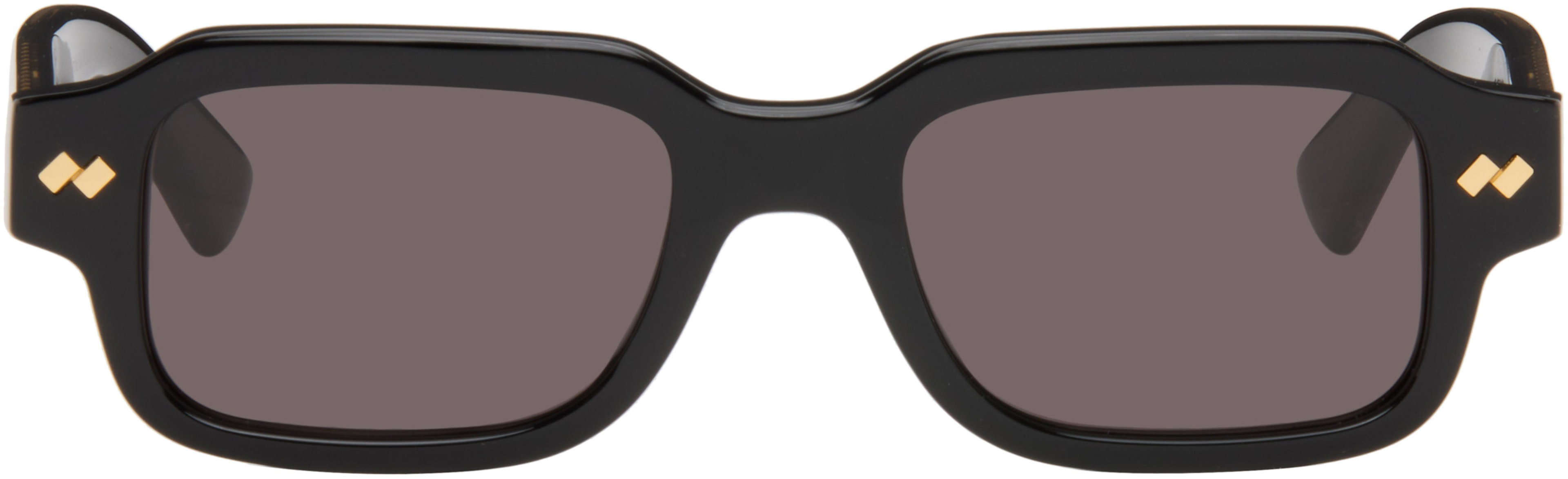Black Intrecciato Rectangular Sunglasses by BOTTEGA VENETA