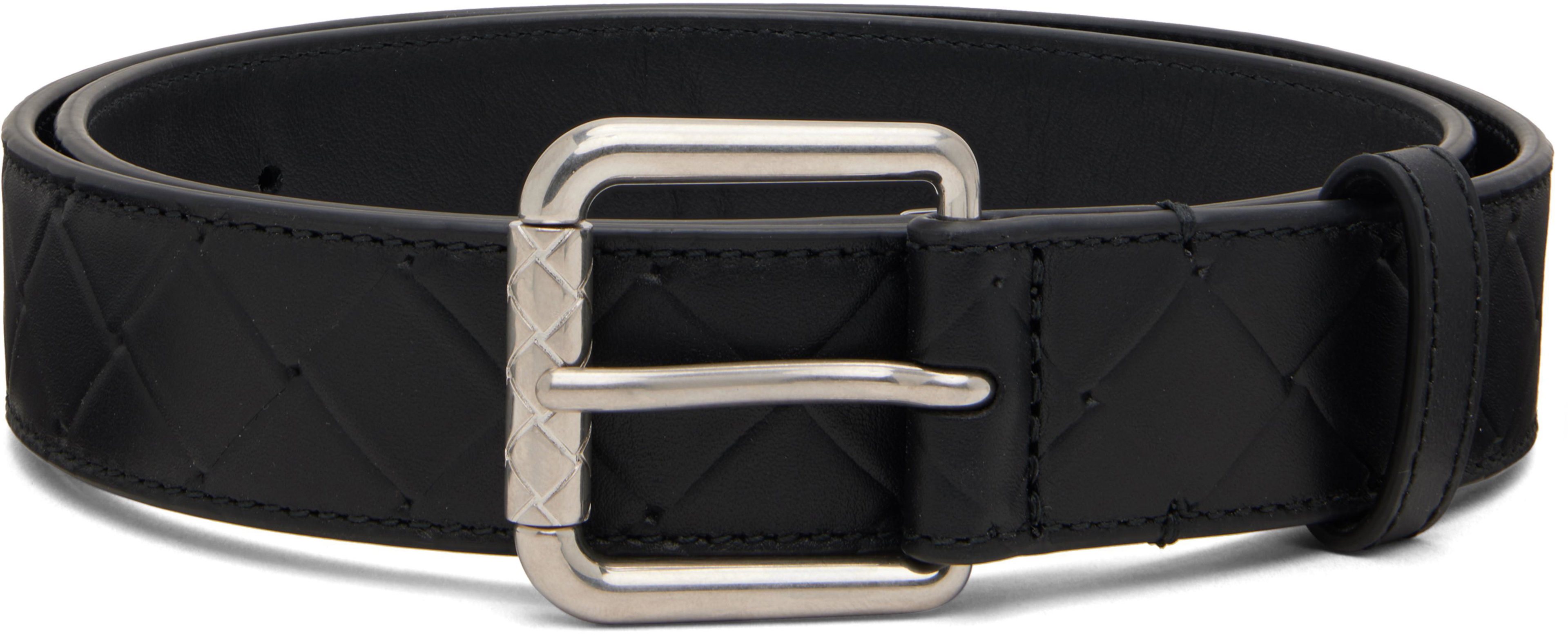 Black Intrecciato Stamp Belt by BOTTEGA VENETA