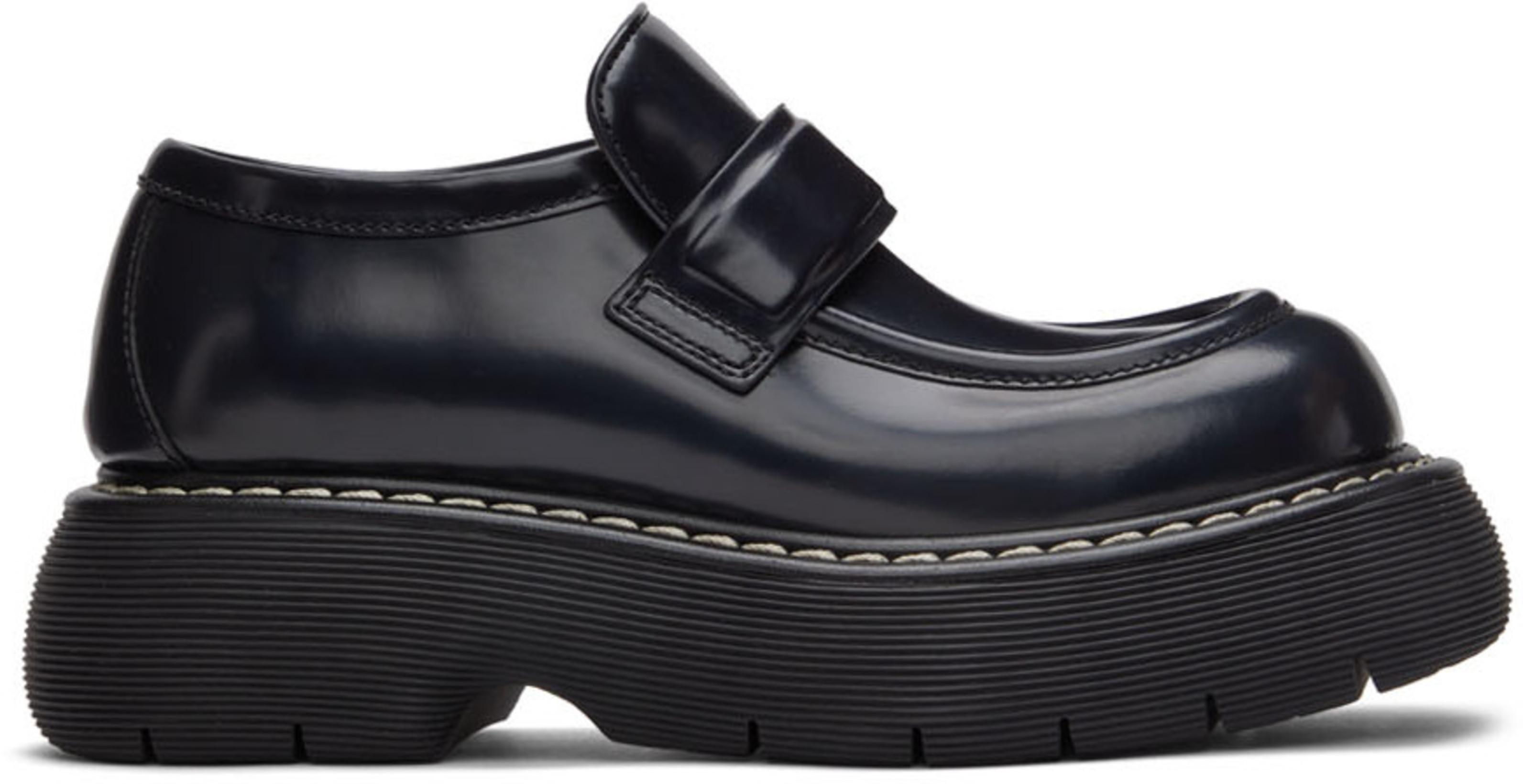 Black Leather Swell Loafers by BOTTEGA VENETA